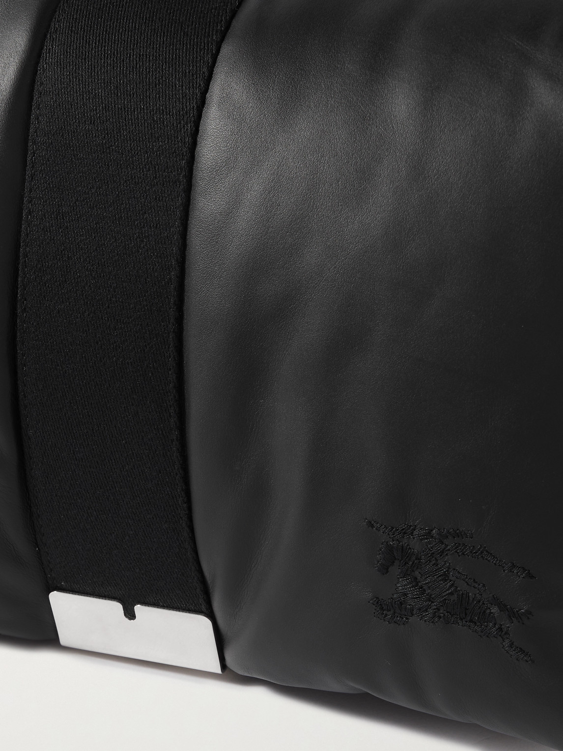Shop Burberry Logo-embroidered Padded Leather Messenger Bag In Black