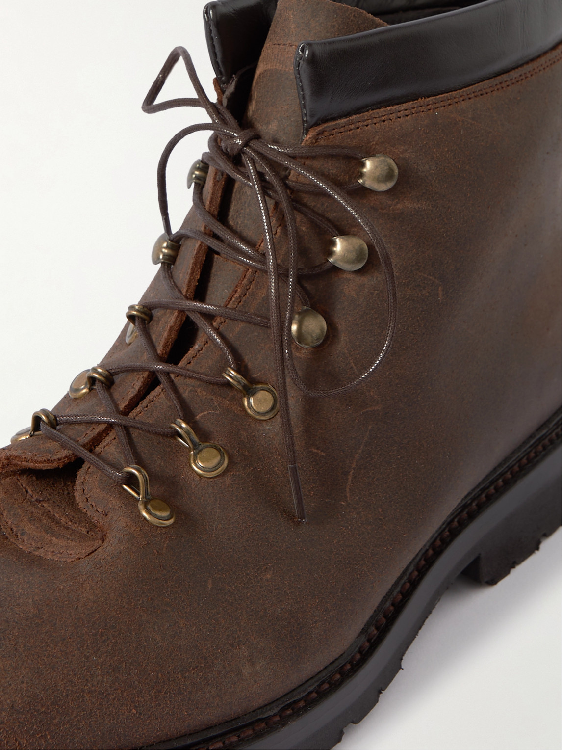Shop George Cleverley Ernest Shearling-lined Waxed Roughout Suede Hiking Boots In Brown