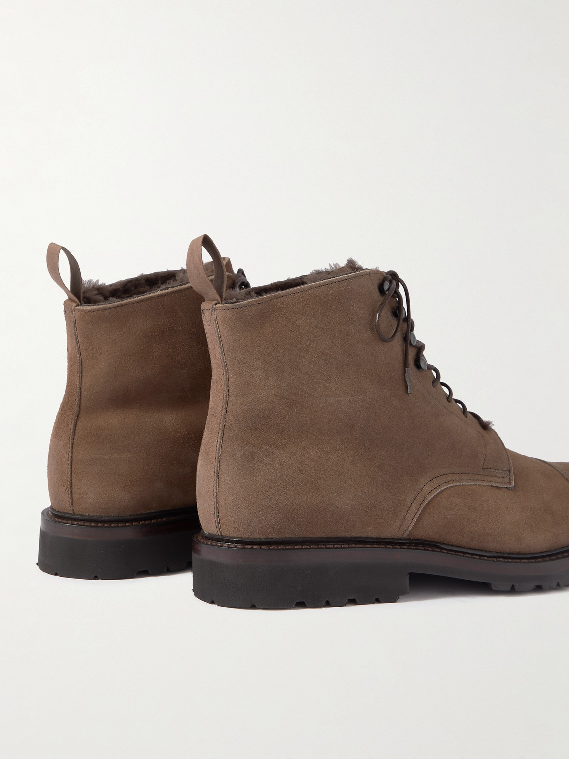 Shop George Cleverley Taron 2 Shearling-lined Leather-trimmed Waxed-suede Boots In Brown