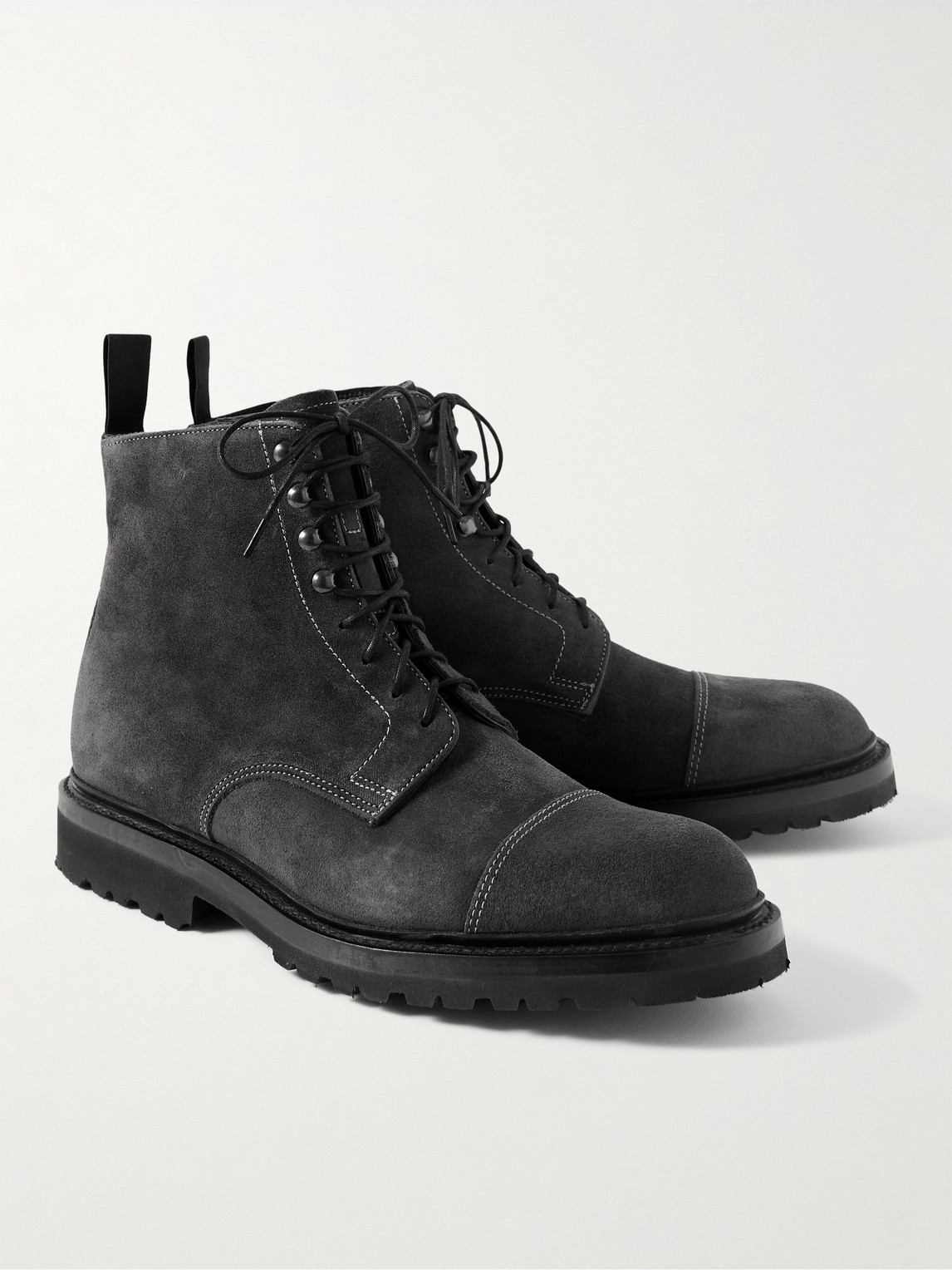 Shop George Cleverley Taron 2 Waxed-suede Boots In Gray