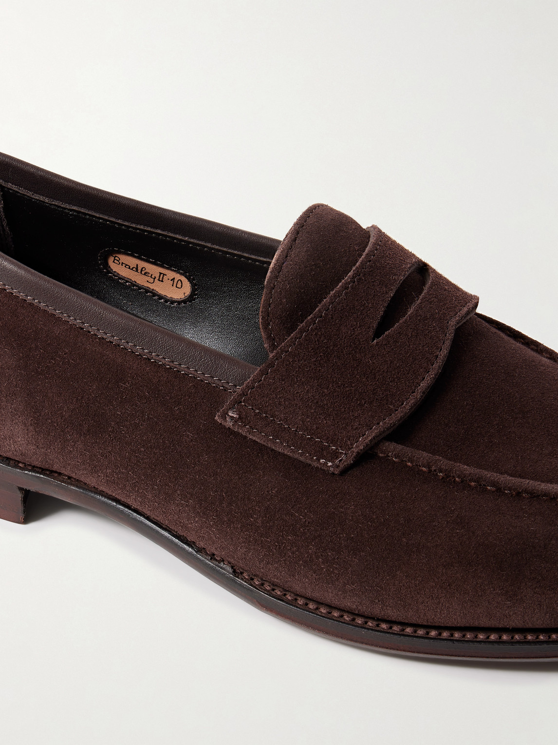 Shop George Cleverley Bradley Ii Suede Penny Loafers In Brown