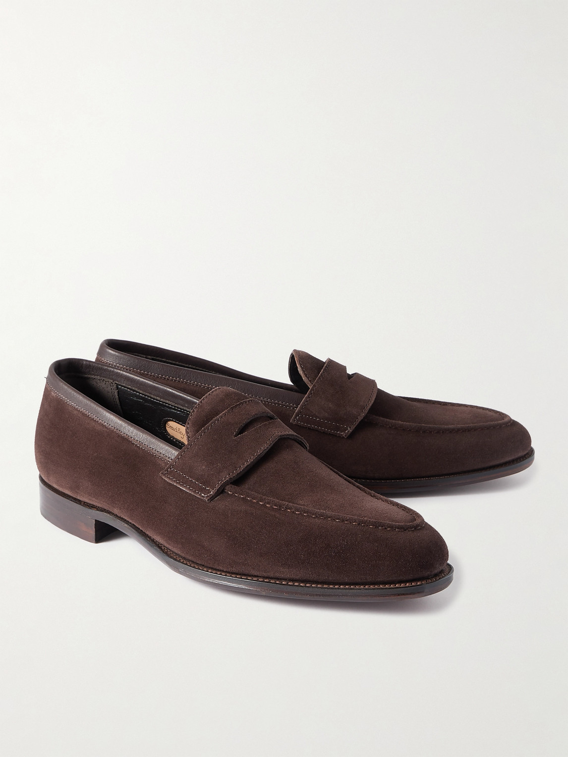 Shop George Cleverley Bradley Ii Suede Penny Loafers In Brown