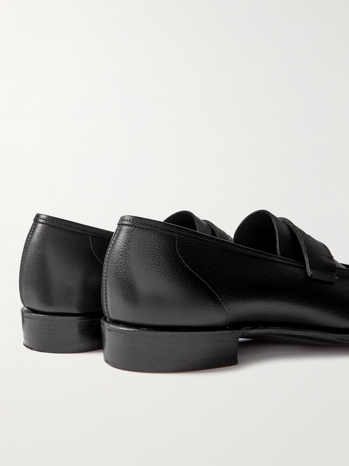 Shop George Cleverley George Full-grain Leather Penny Loafers In Black