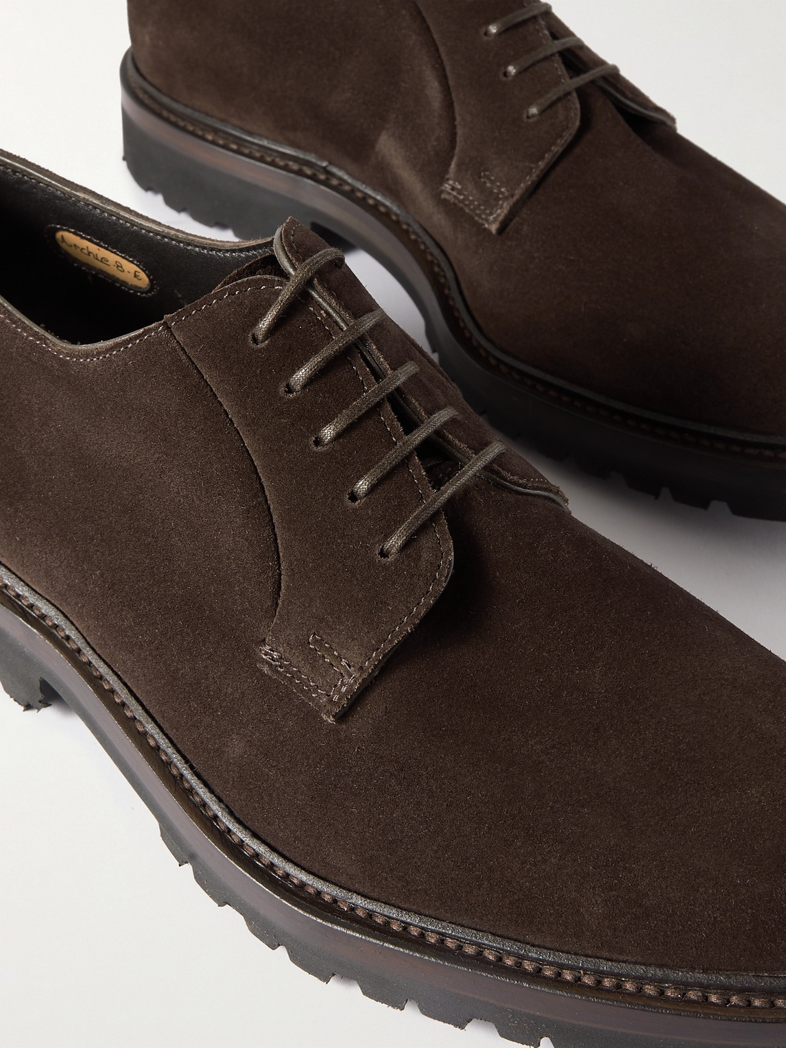Shop George Cleverley Archie Suede Derby Shoes In Brown