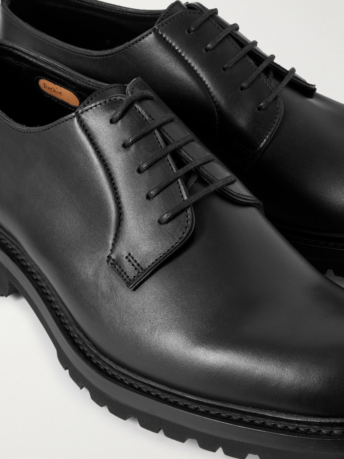 Shop George Cleverley Archie Leather Derby Shoes In Black