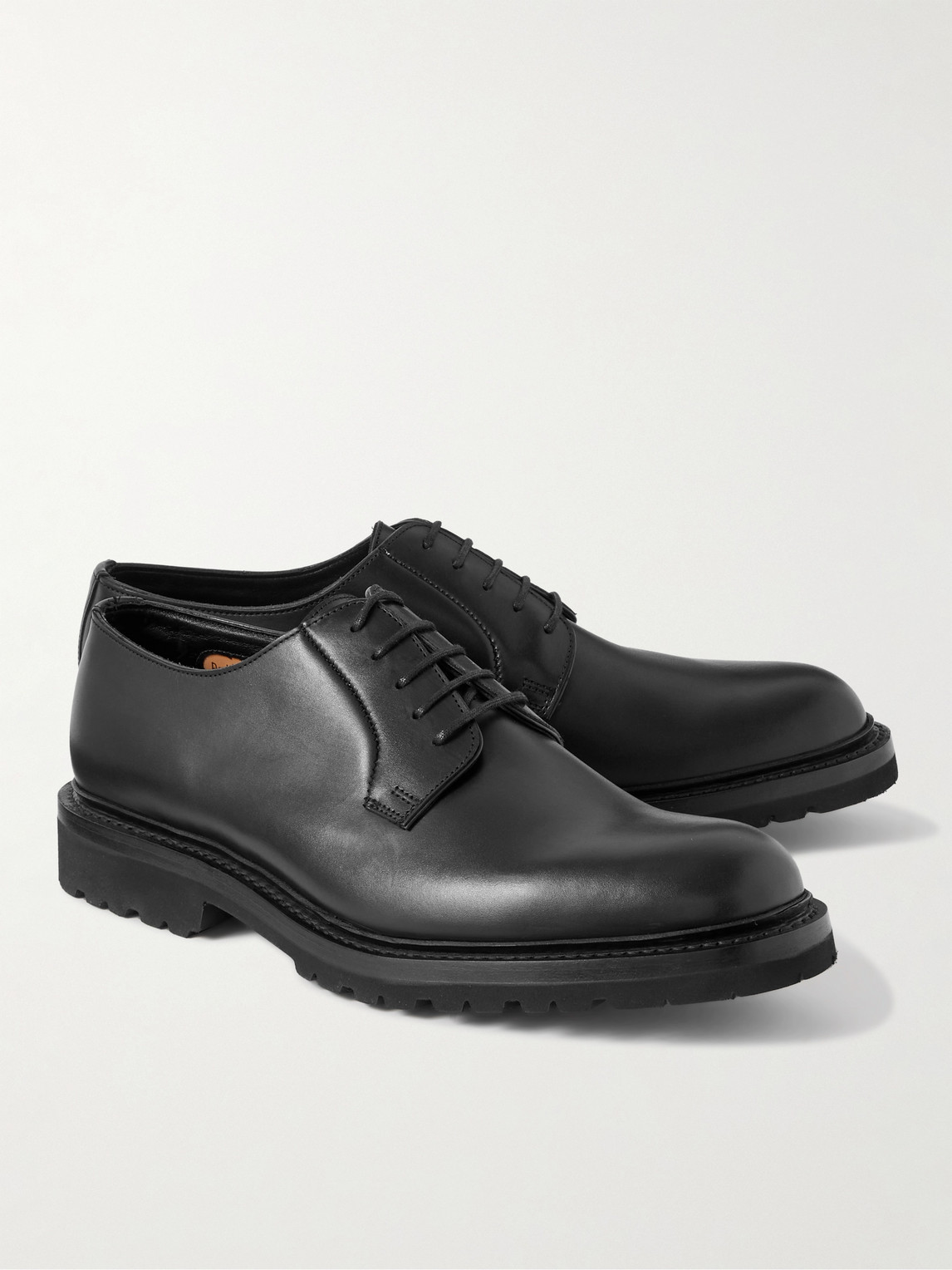 Shop George Cleverley Archie Leather Derby Shoes In Black