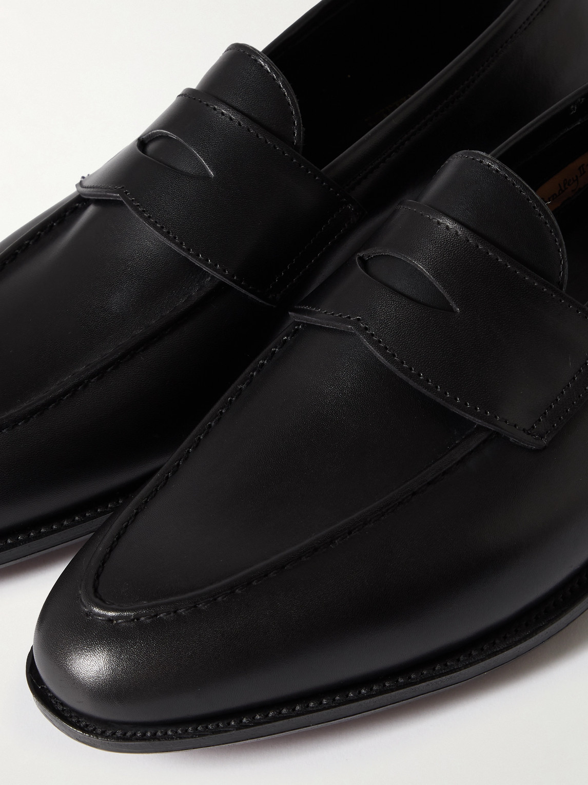 Shop George Cleverley Bradley Ii Leather Penny Loafers In Black