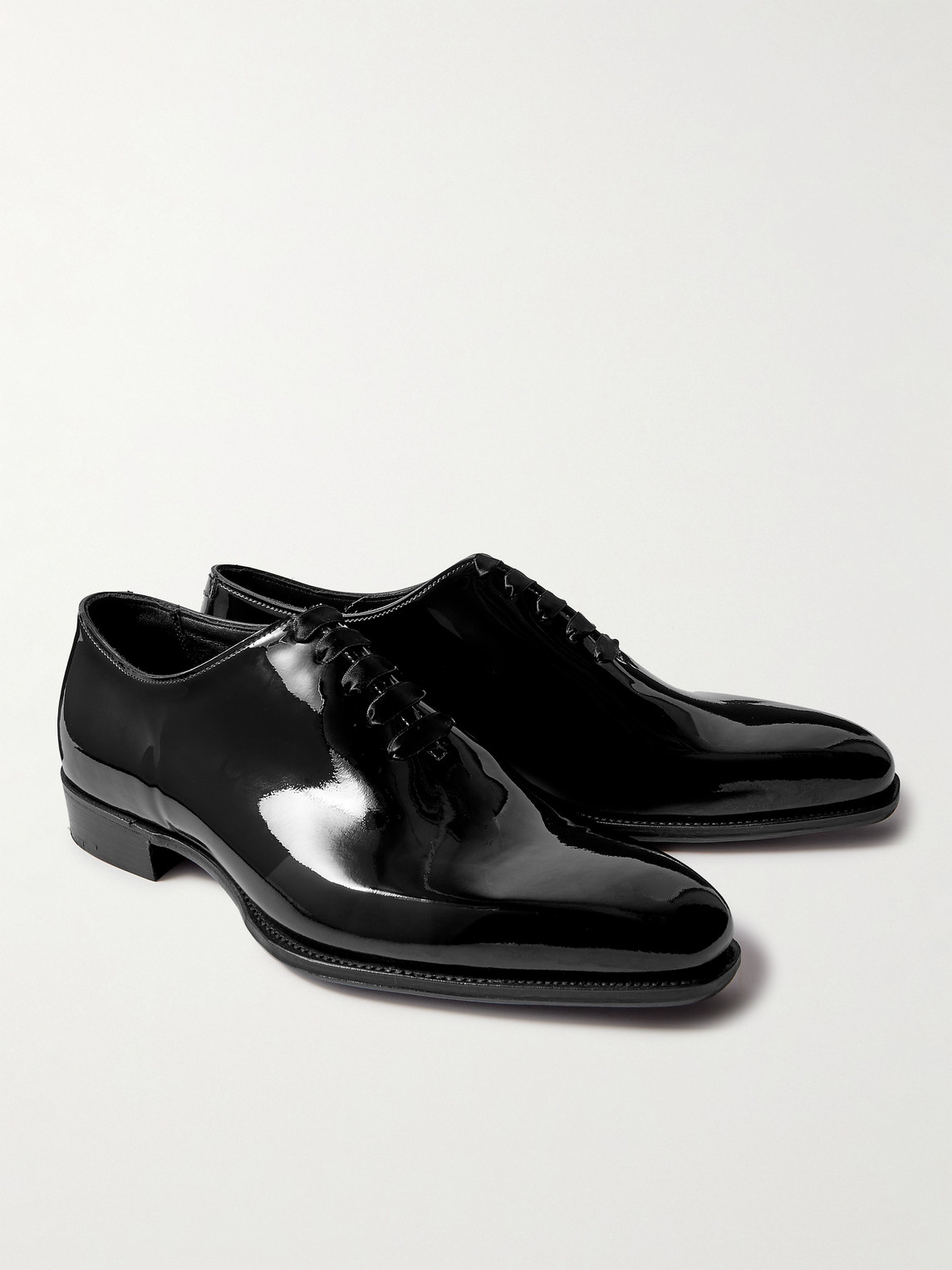 Shop George Cleverley Merlin Whole-cut Patent-leather Oxford Shoes In Black
