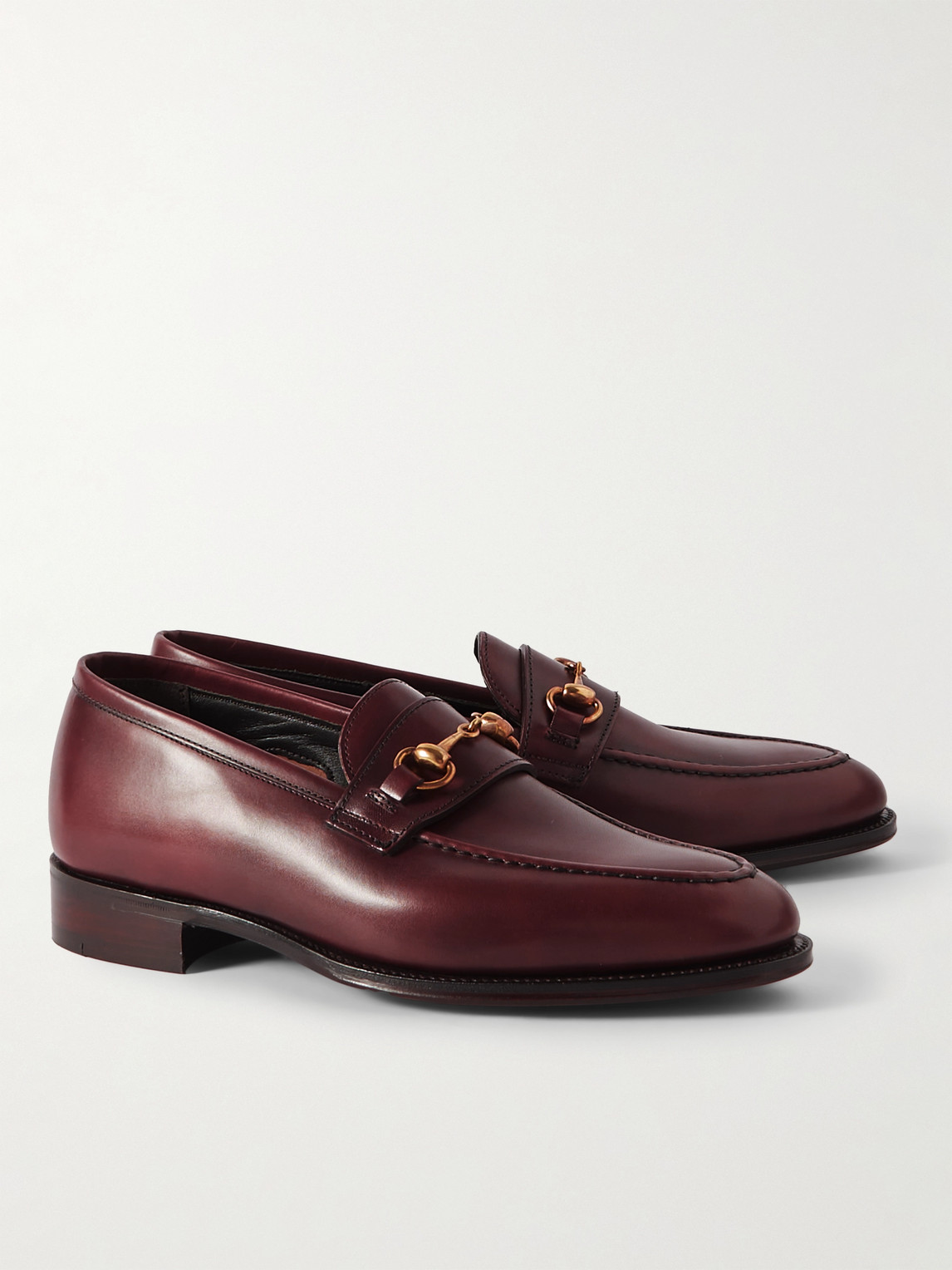 Shop George Cleverley Colony Horsebit Leather Loafers In Burgundy