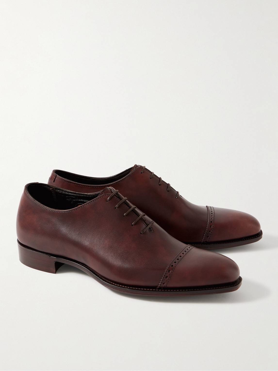 Shop George Cleverley Melvin Cap-toe Leather Oxford Shoes In Brown