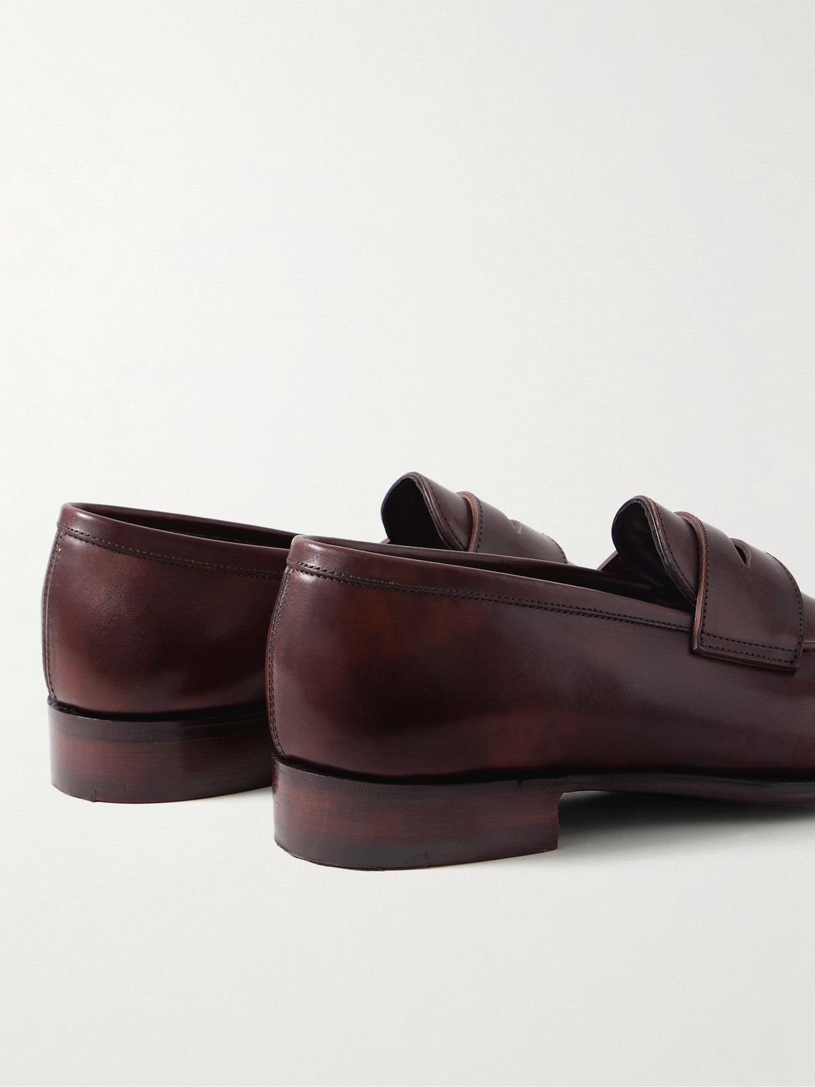 Shop George Cleverley Bradley Ii Leather Penny Loafers In Brown