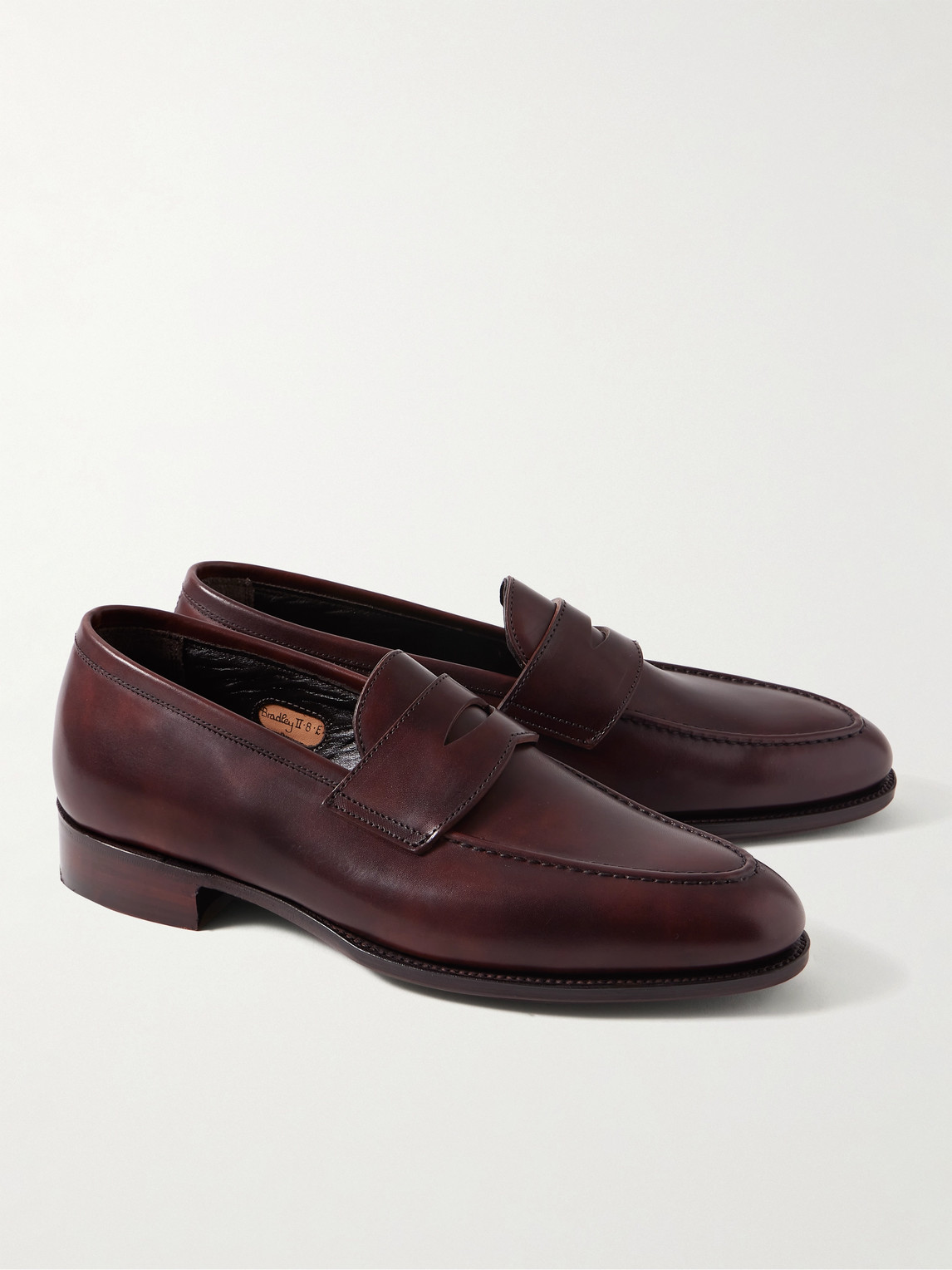 Shop George Cleverley Bradley Ii Leather Penny Loafers In Brown