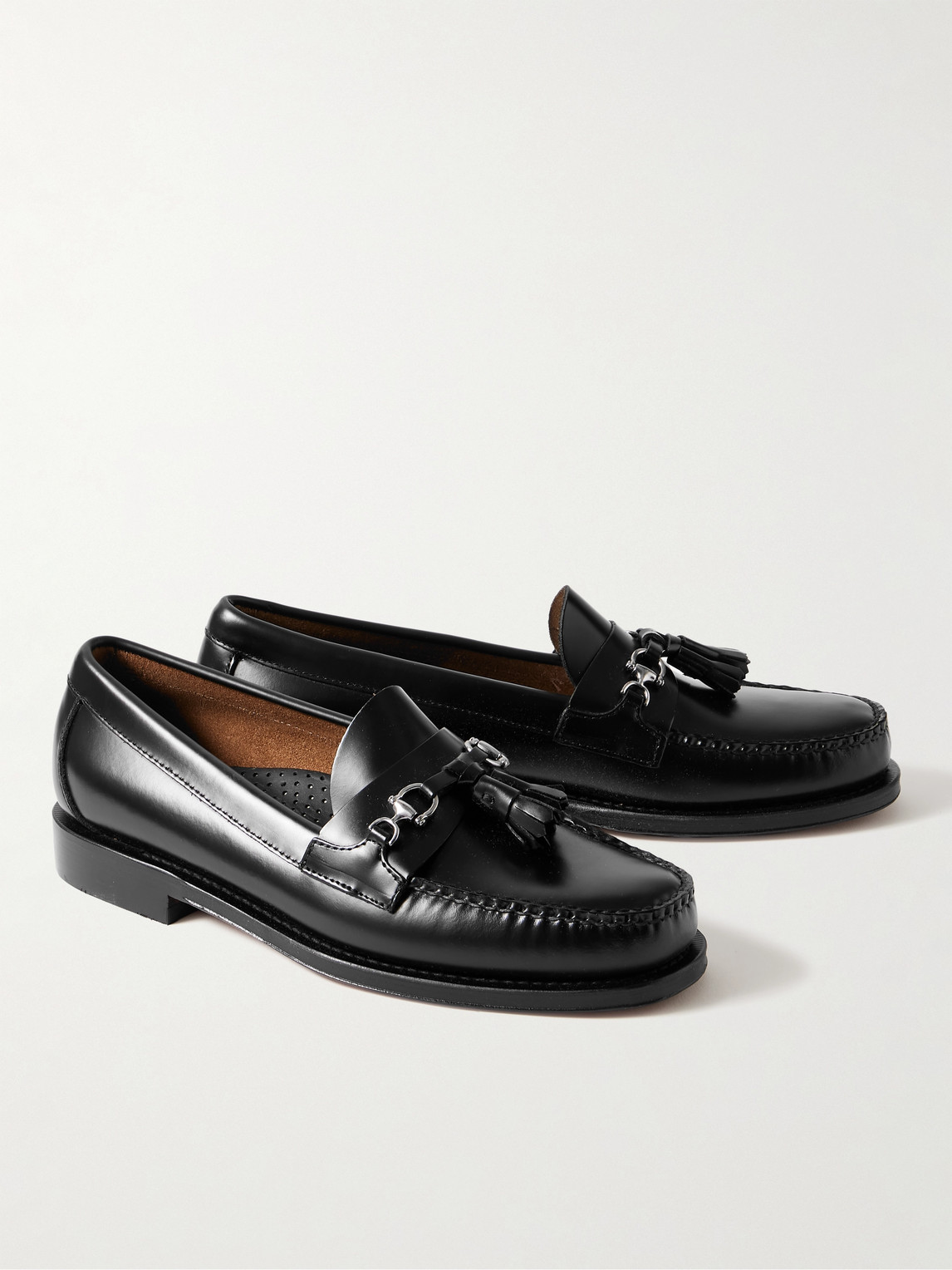Shop G.h. Bass & Co. Weejuns Heritage Lincoln Embellished Tasselled Leather Loafers In Black