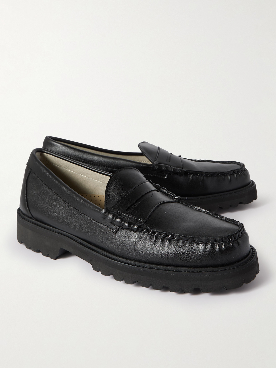 Shop G.h. Bass & Co. Weejun 90 Cactus Leather Penny Loafers In Black