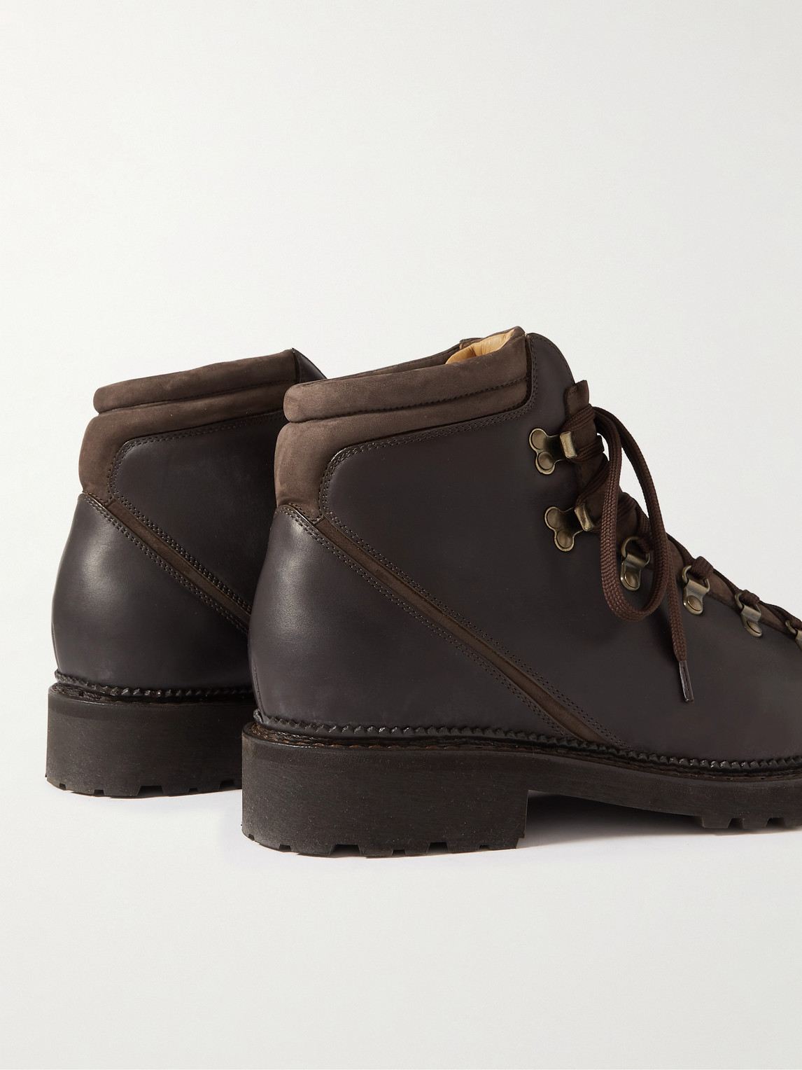 Shop Jm Weston Nubuck-trimmed Leather Boots In Brown
