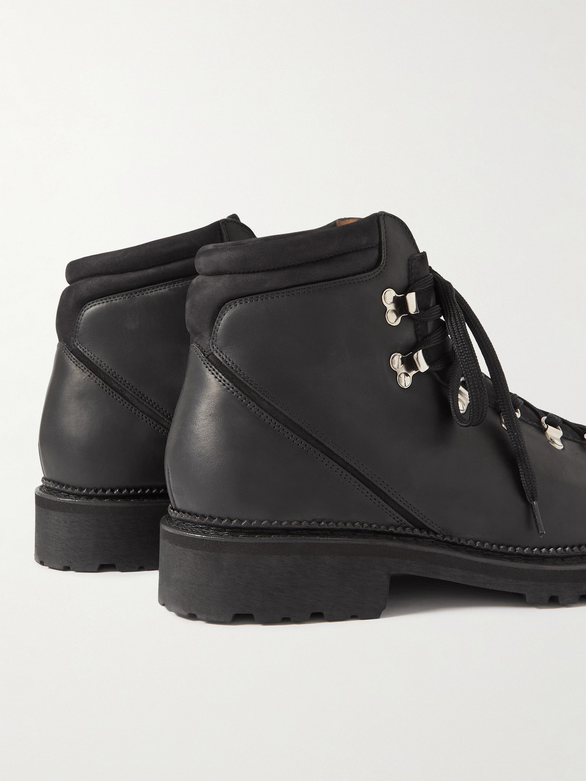 Shop Jm Weston Nubuck-trimmed Leather Boots In Black