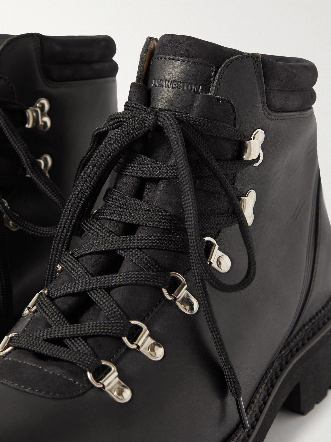Shop Jm Weston Nubuck-trimmed Leather Boots In Black