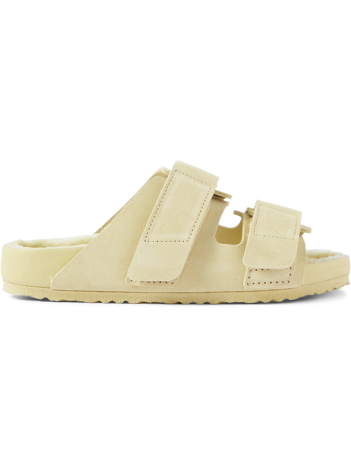 Shop Birkenstock Tekla Uji Shearling-lined Suede Sandals In Yellow