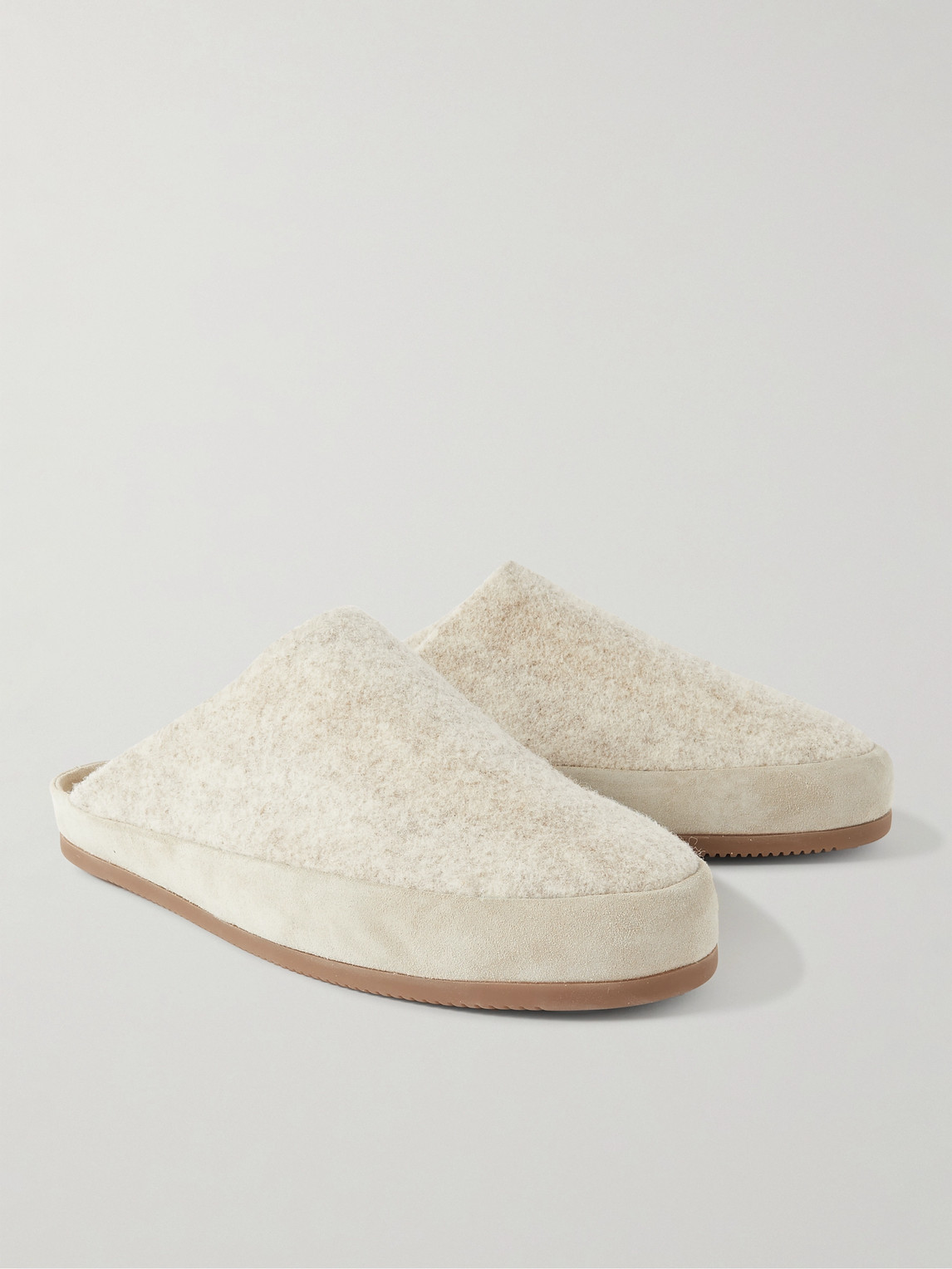 Shop Mulo Suede-trimmed Shearling-lined Recycled Wool Slippers In White