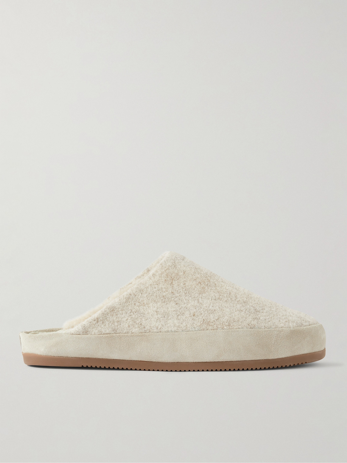 Mulo Suede-trimmed Shearling-lined Recycled Wool Slippers In White