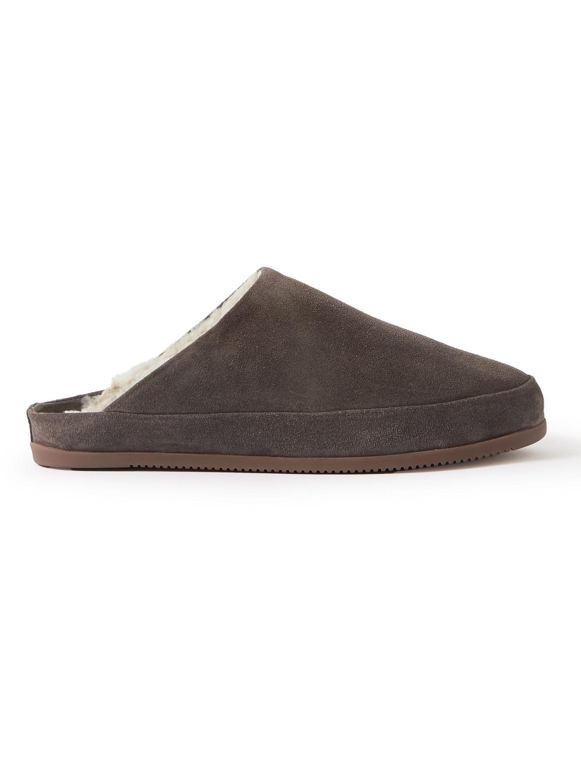 Mulo Shearling-lined Suede Slippers In Brown