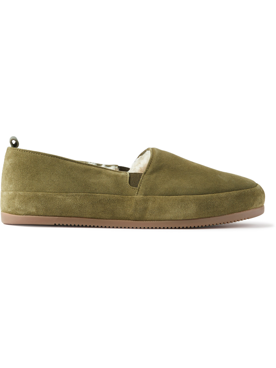 Mulo Shearling-lined Suede Slippers In Green