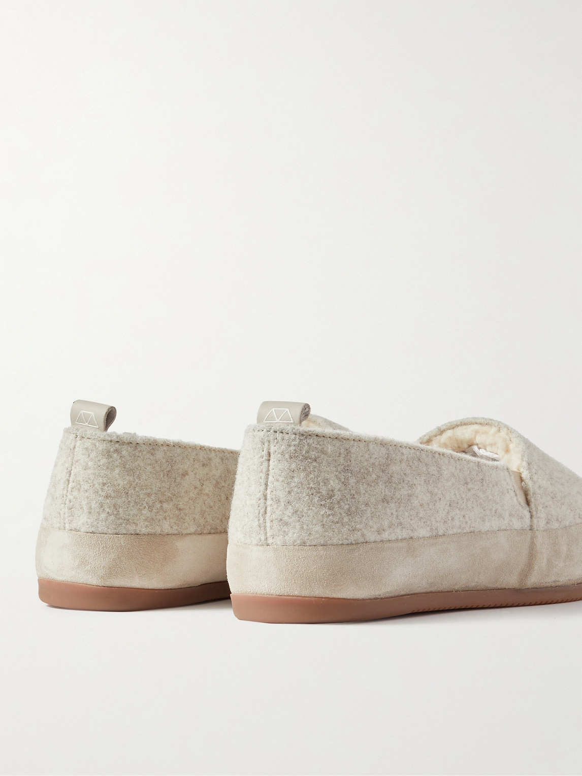 Mulo Suede-trimmed Wool-felt Slippers In Gray