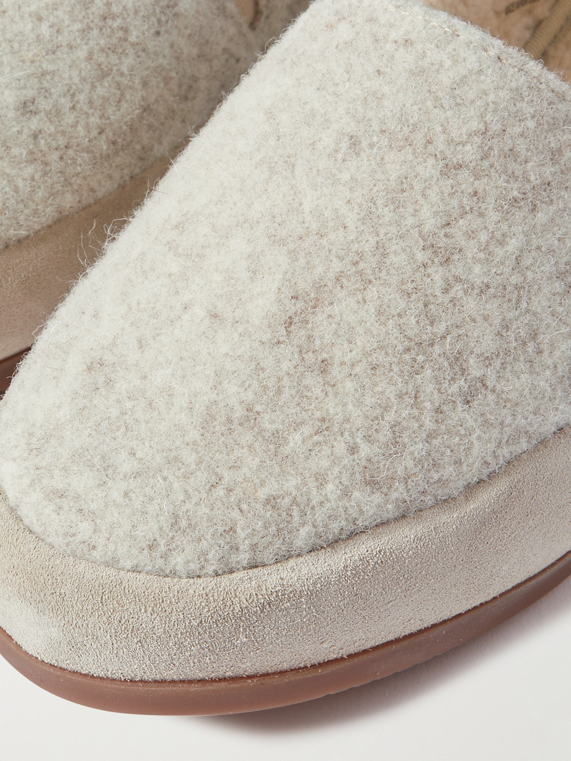 Mulo Suede-trimmed Wool-felt Slippers In Gray