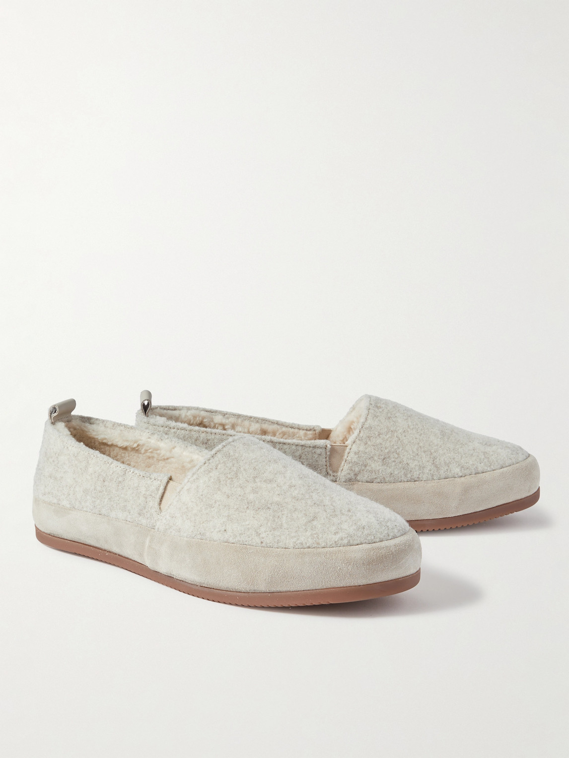 Mulo Suede-trimmed Wool-felt Slippers In Gray