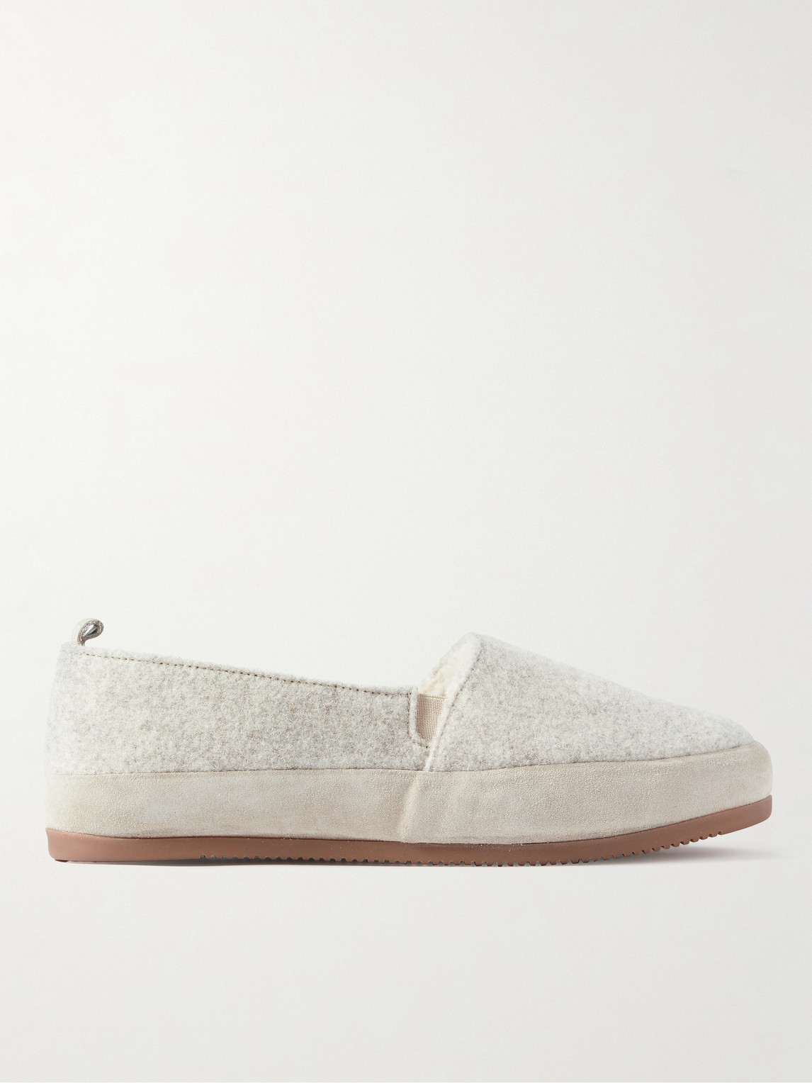 Mulo Suede-trimmed Wool-felt Slippers In Grey