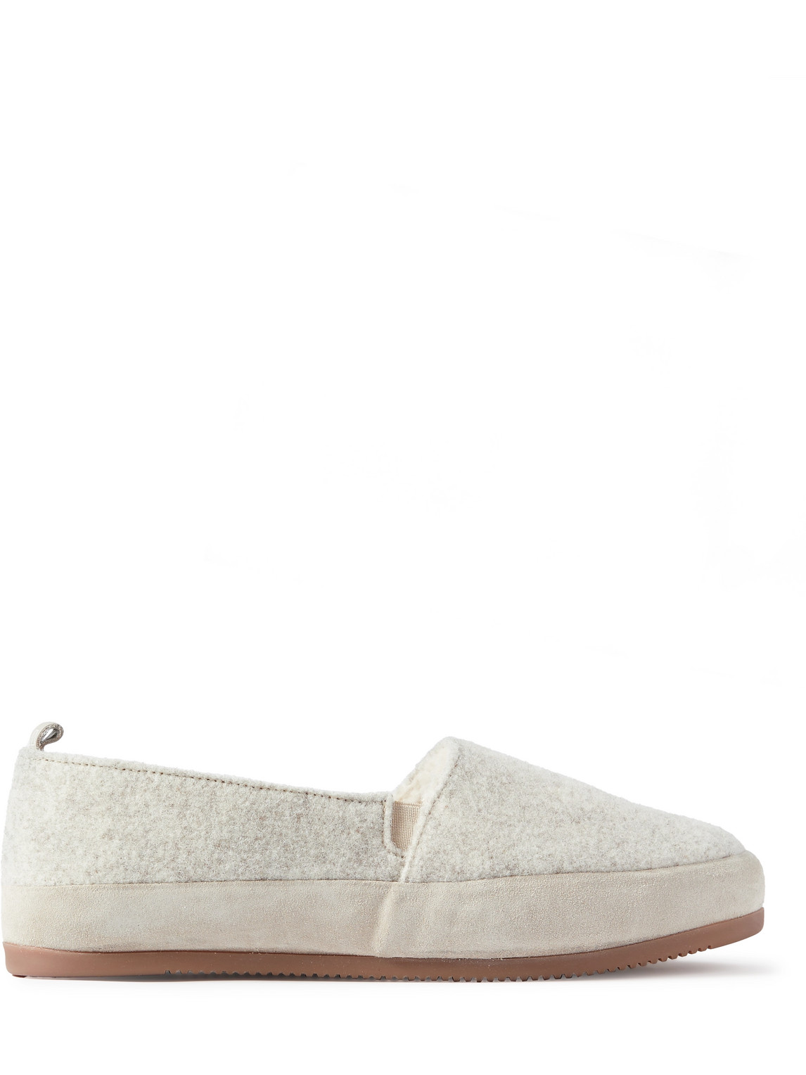 Mulo Suede-trimmed Wool-felt Slippers In Gray