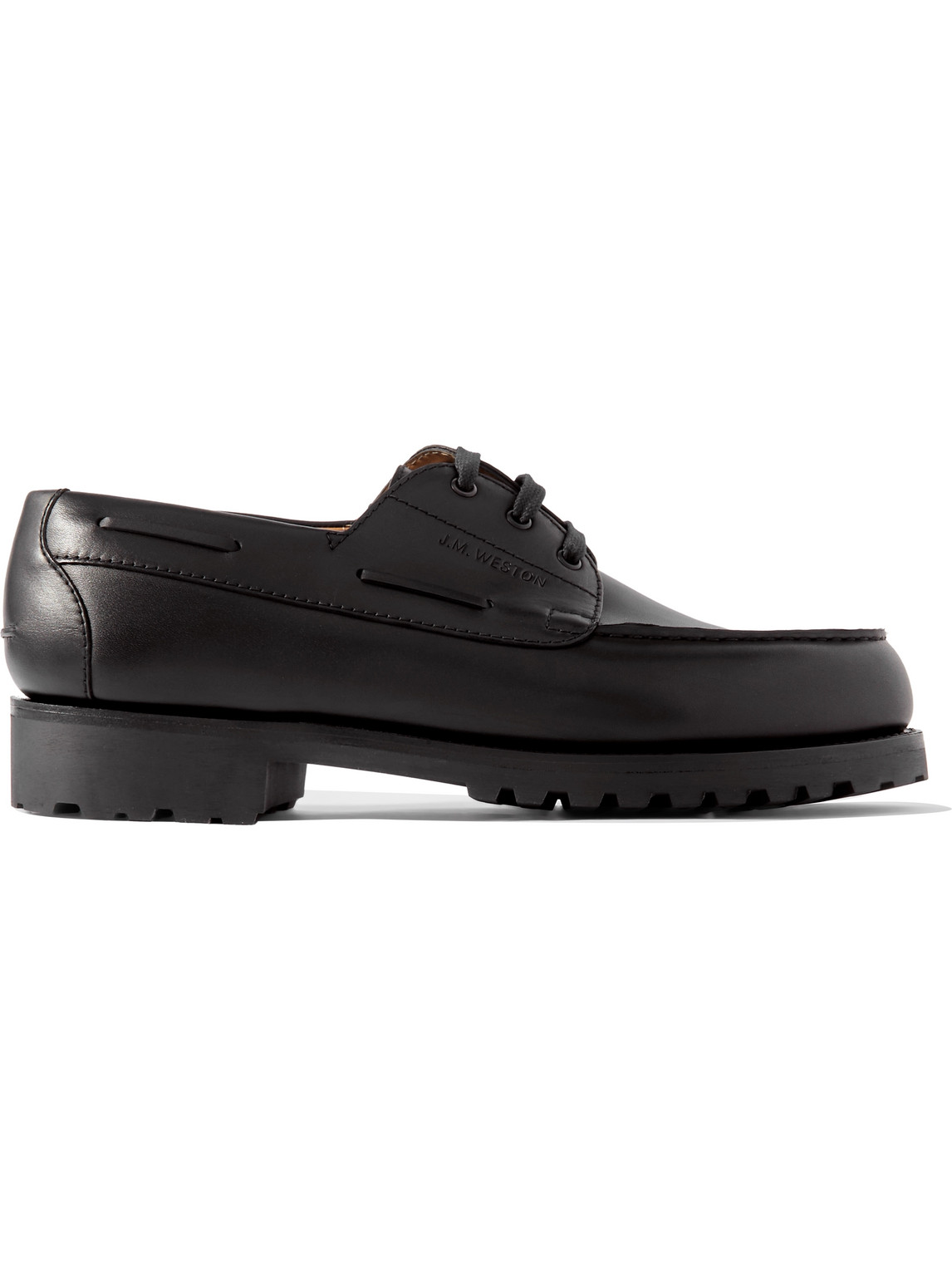 J.m. Weston Eugene Grained-leather Derby Shoes In Black