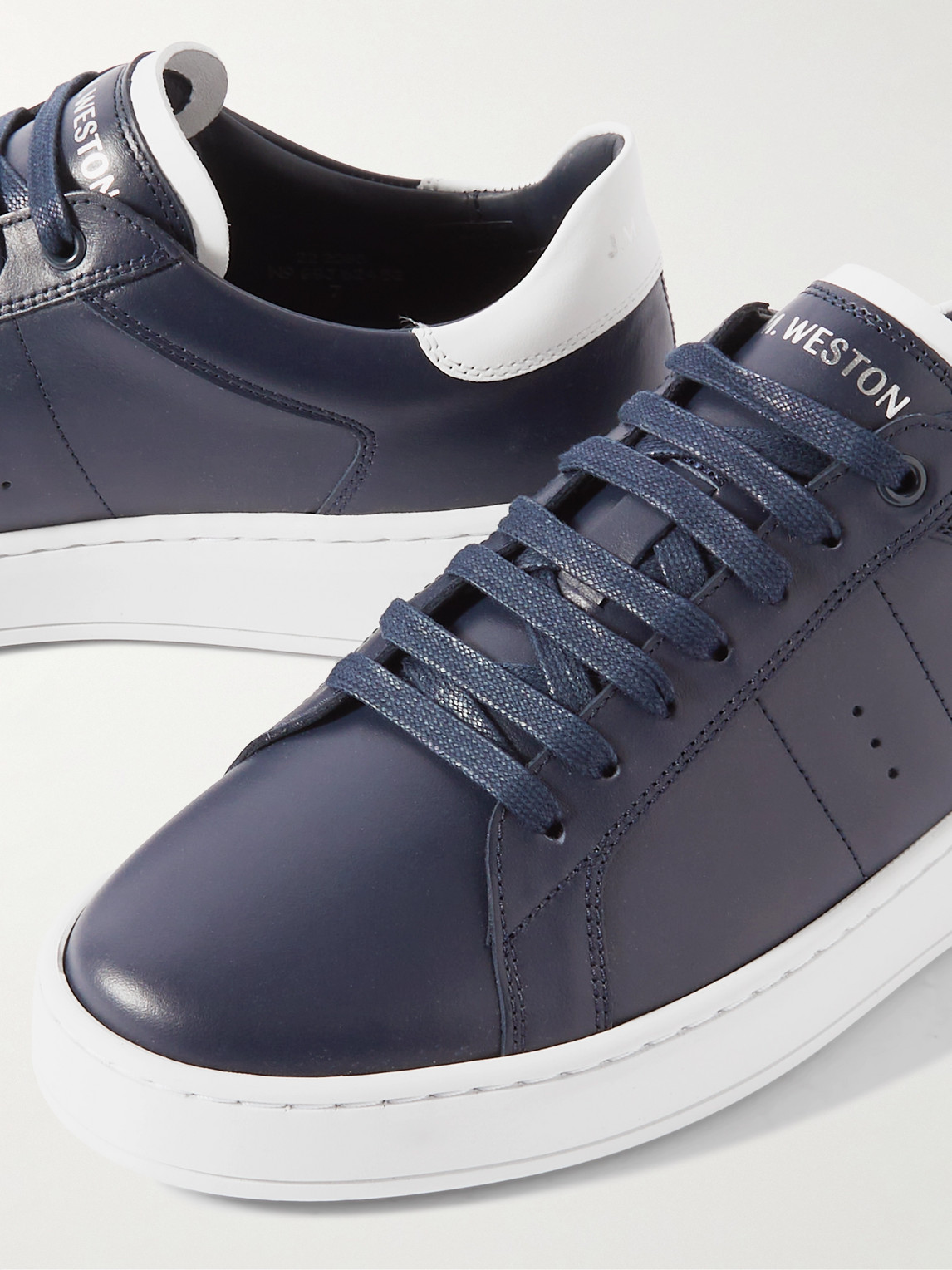 Shop Jm Weston On Time Leather Sneakers In Blue