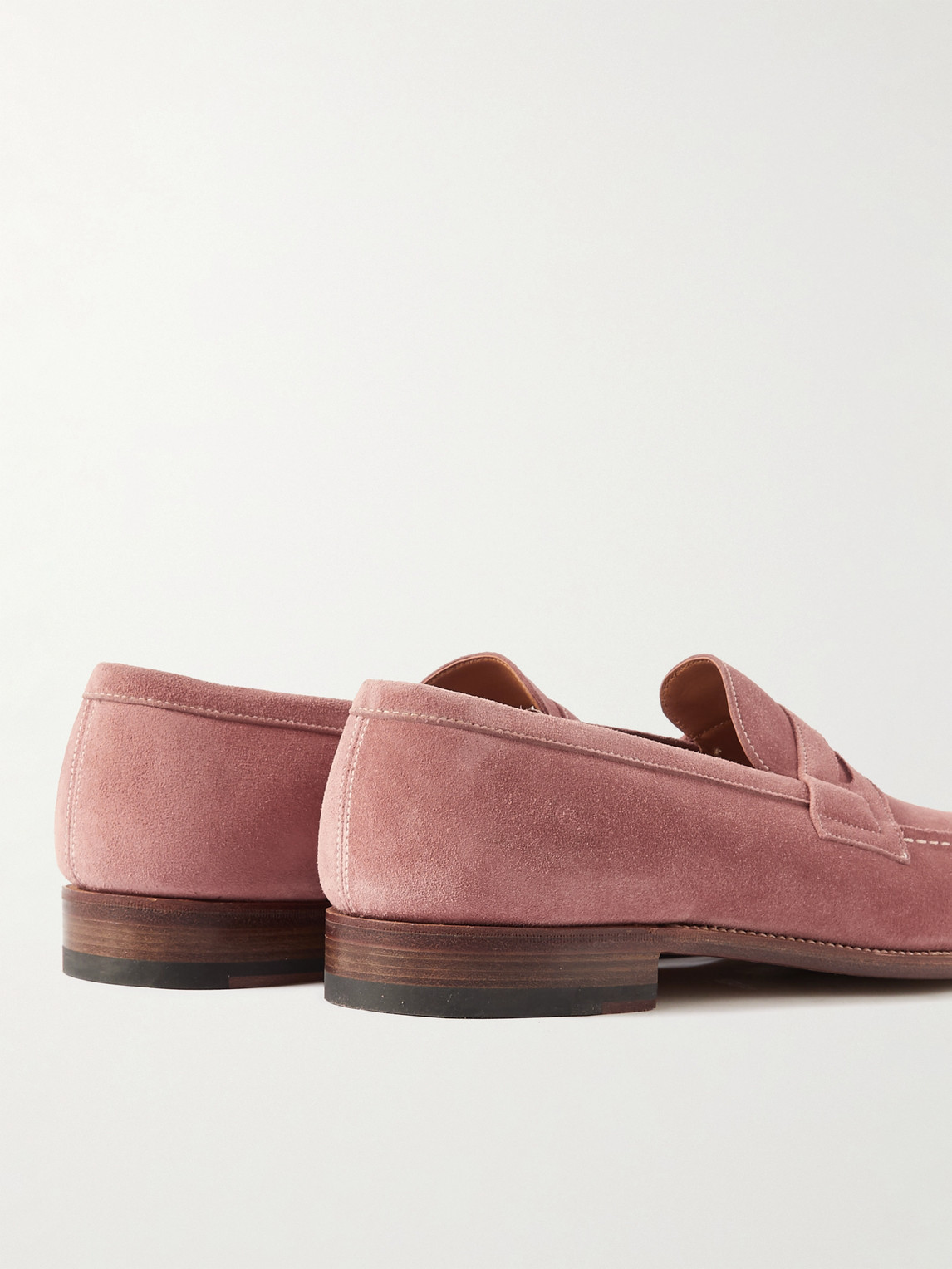 Shop Jm Weston 180 Moccasin Suede Penny Loafers In Pink