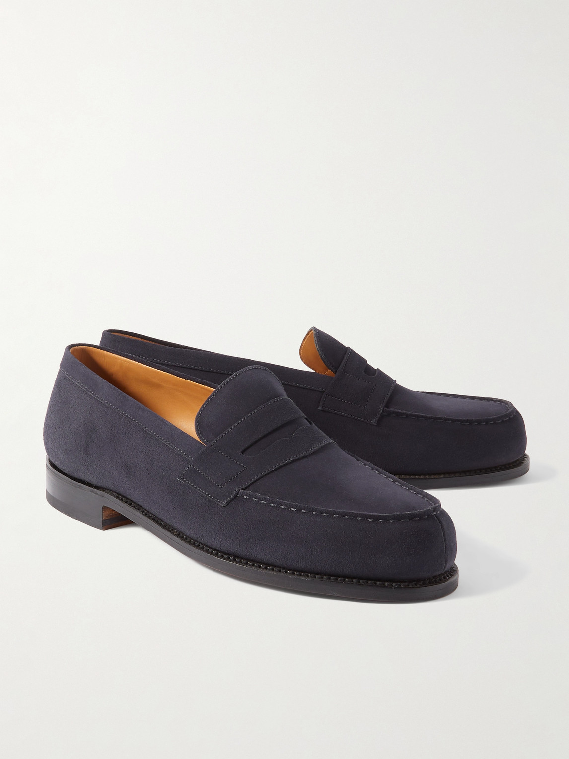Shop Jm Weston 180 Moccasin Suede Penny Loafers In Blue