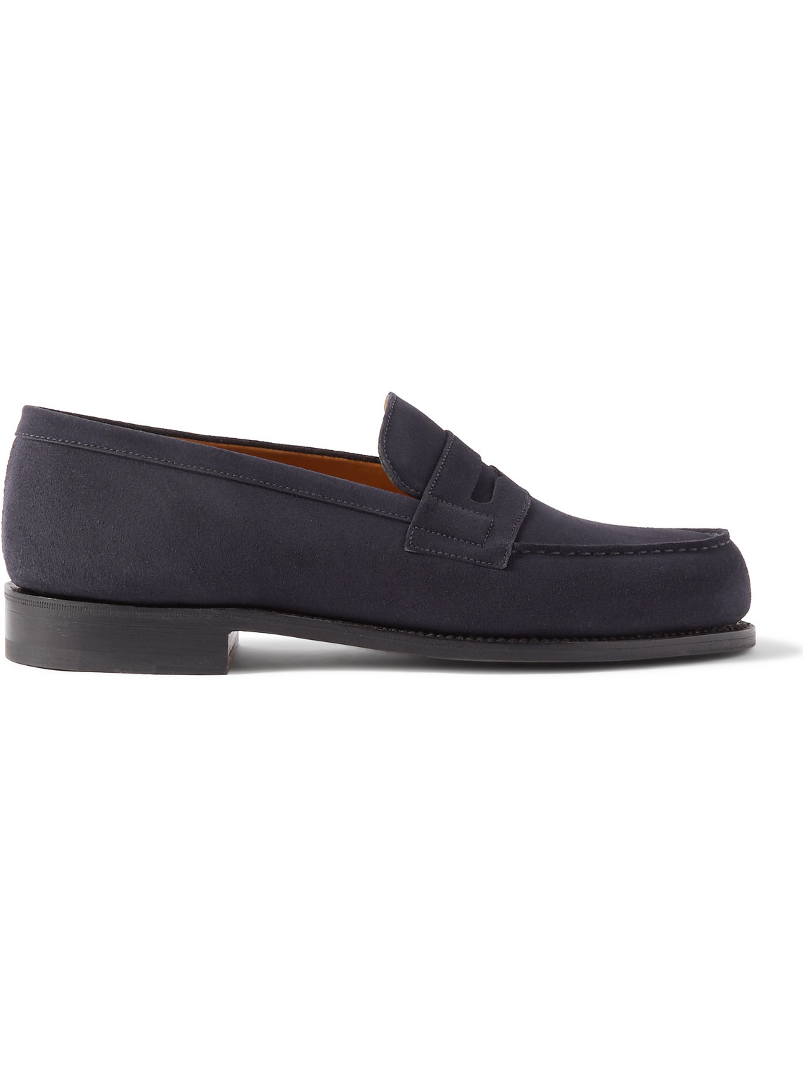 J.m. Weston 180 Moccasin Suede Penny Loafers In Blue