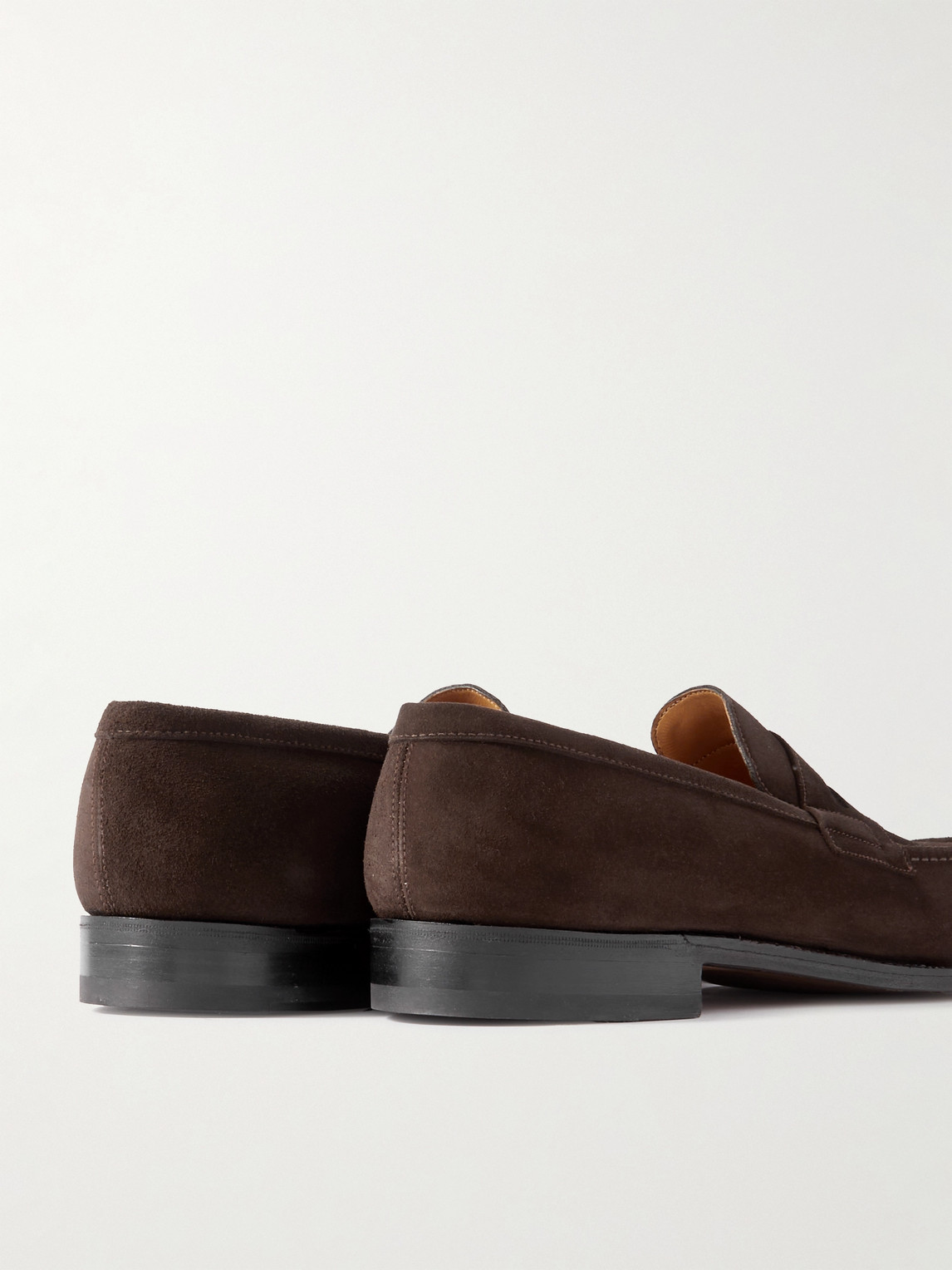 Shop Jm Weston 180 Moccasin Suede Penny Loafers In Brown