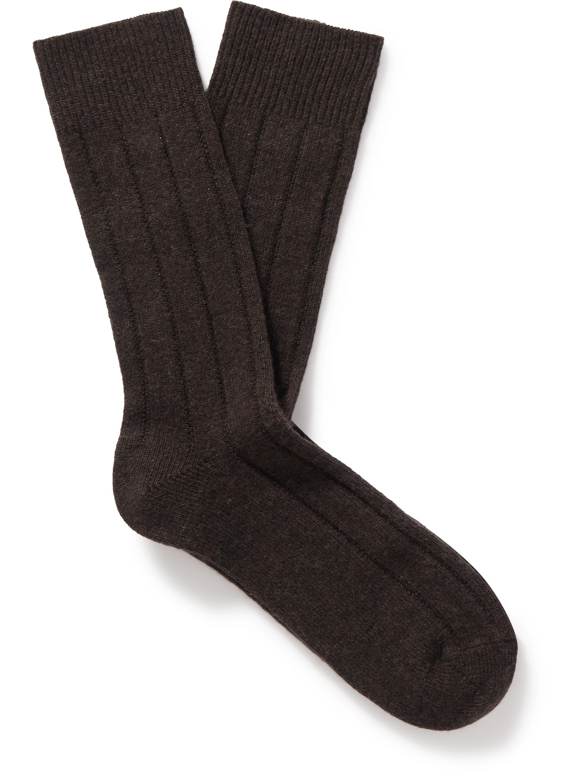 Anderson & Sheppard Ribbed-knit Socks In Brown