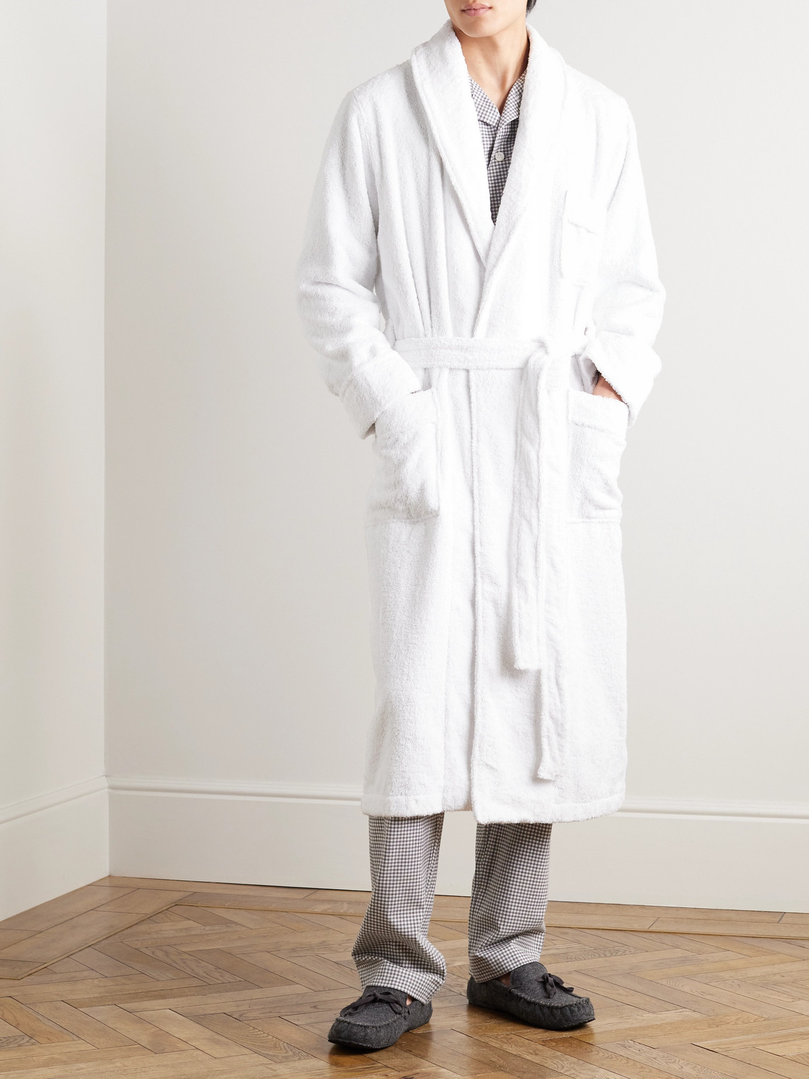 Shop Anderson & Sheppard Cotton-terry Robe In White