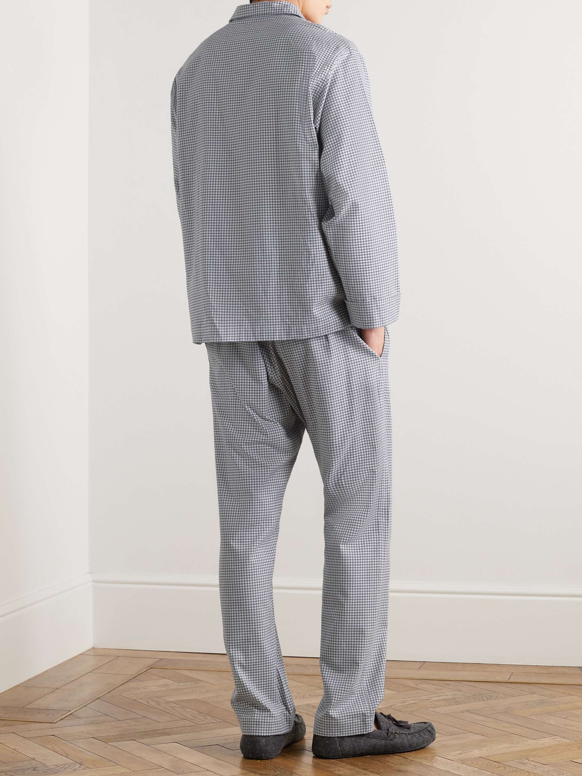 ANDERSON & SHEPPARD Gingham Brushed Cotton-Twill Pyjama Set