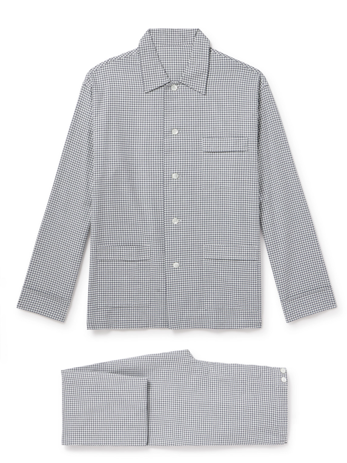 Anderson & Sheppard Gingham Brushed Cotton-twill Pyjama Set In Grey
