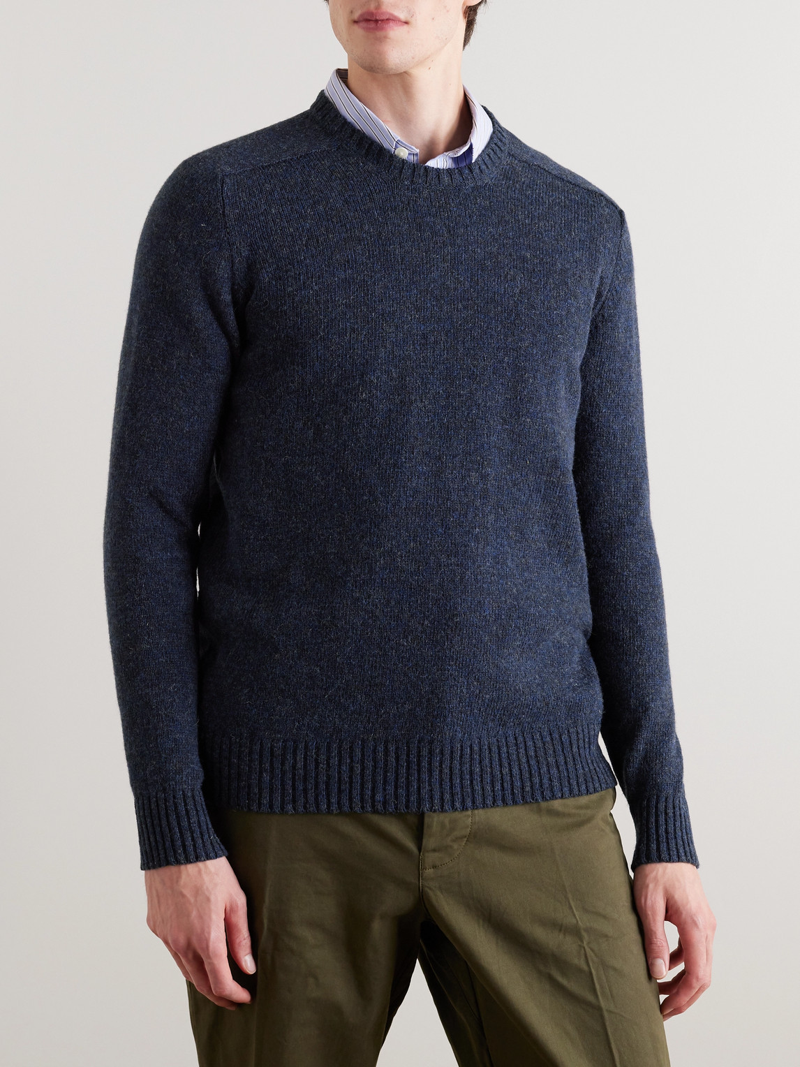 Shop Anderson & Sheppard Shetland Wool Sweater In Blue