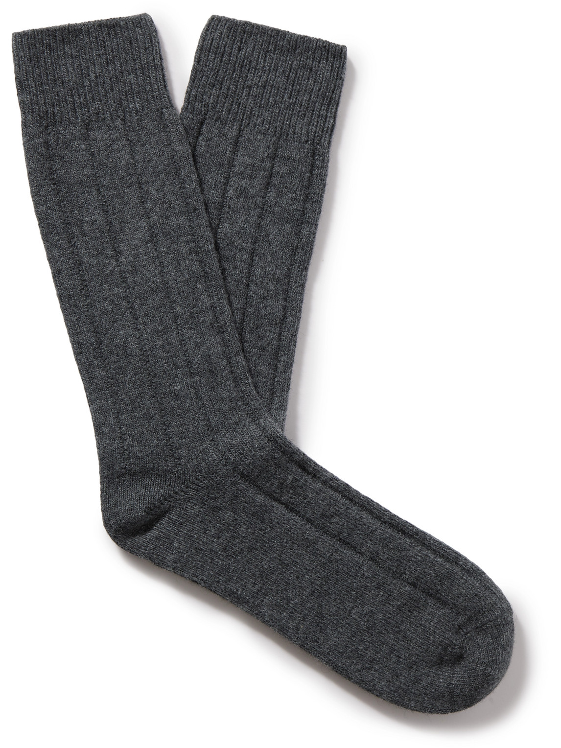 Anderson & Sheppard Ribbed-knit Socks In Gray