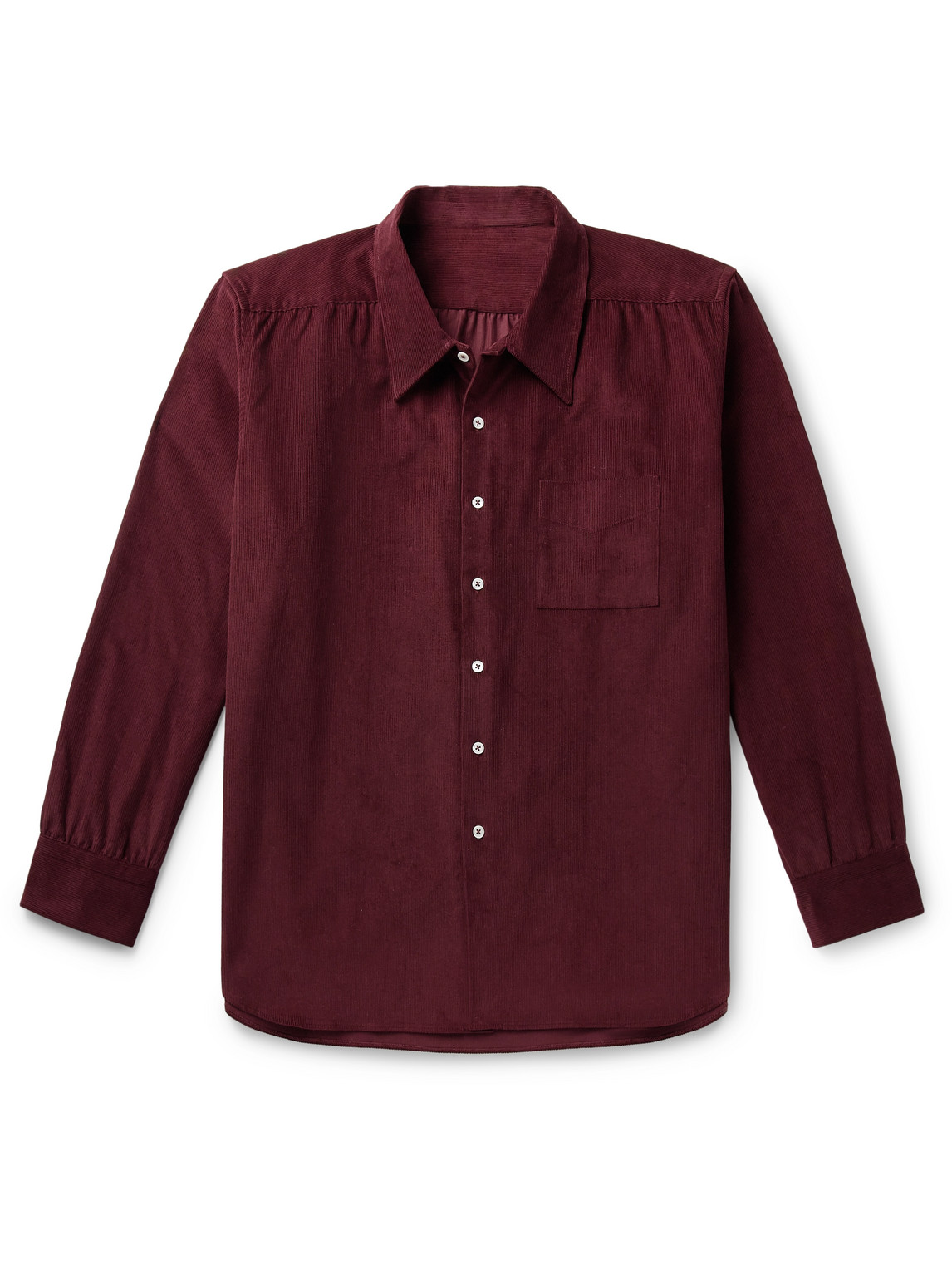 Anderson & Sheppard Cotton-corduroy Shirt In Burgundy