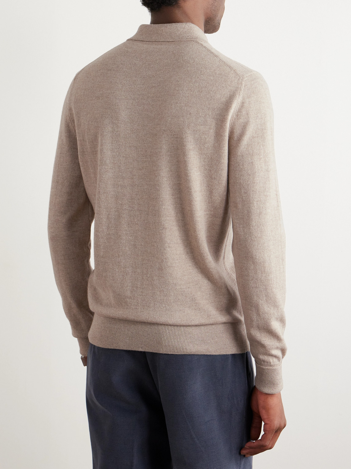 Shop Anderson & Sheppard Wool And Cashmere-blend Polo Shirt In Neutrals
