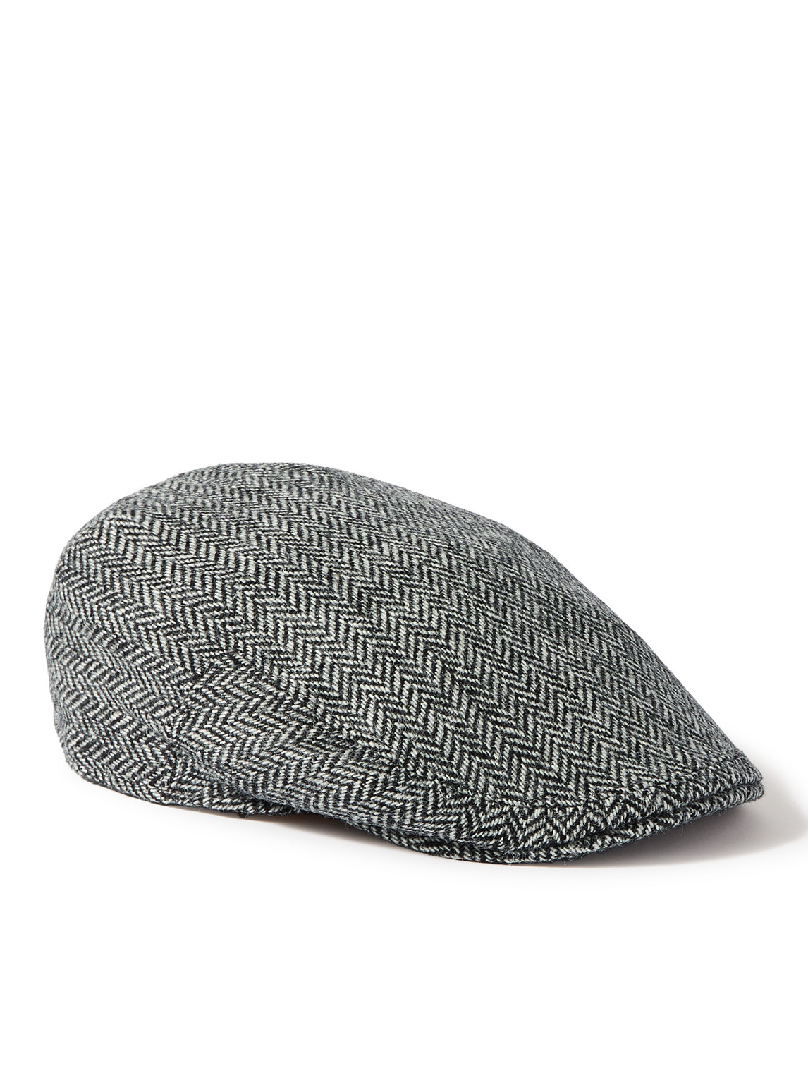 Herringbone Wool-Tweed Flat Cap