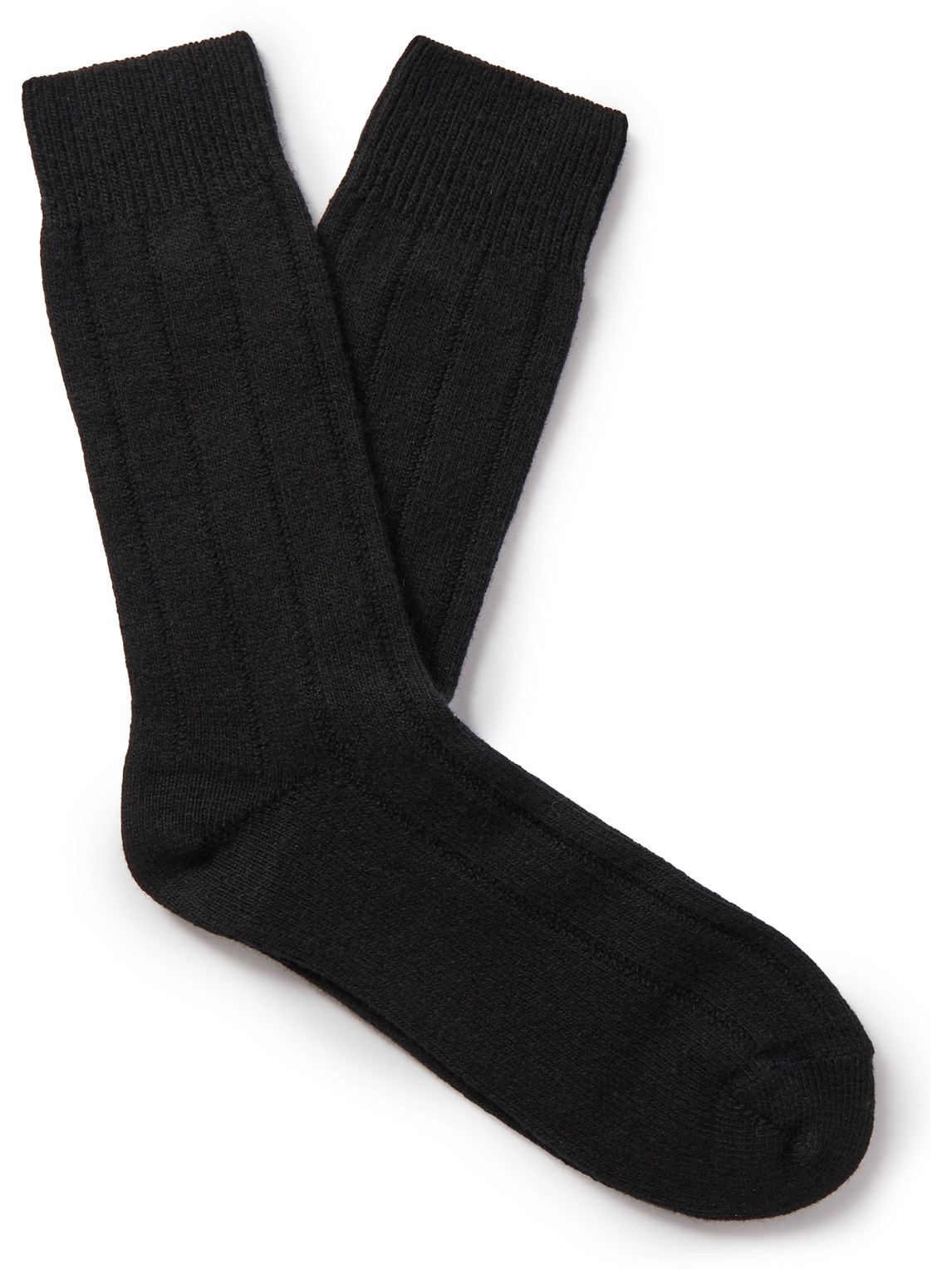 Anderson & Sheppard Ribbed-knit Socks In Black