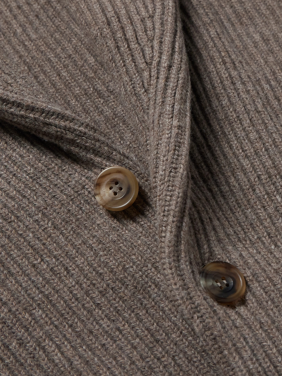 Shop Anderson & Sheppard Shawl-collar Ribbed Wool And Cashmere-blend Cardigan In Neutrals