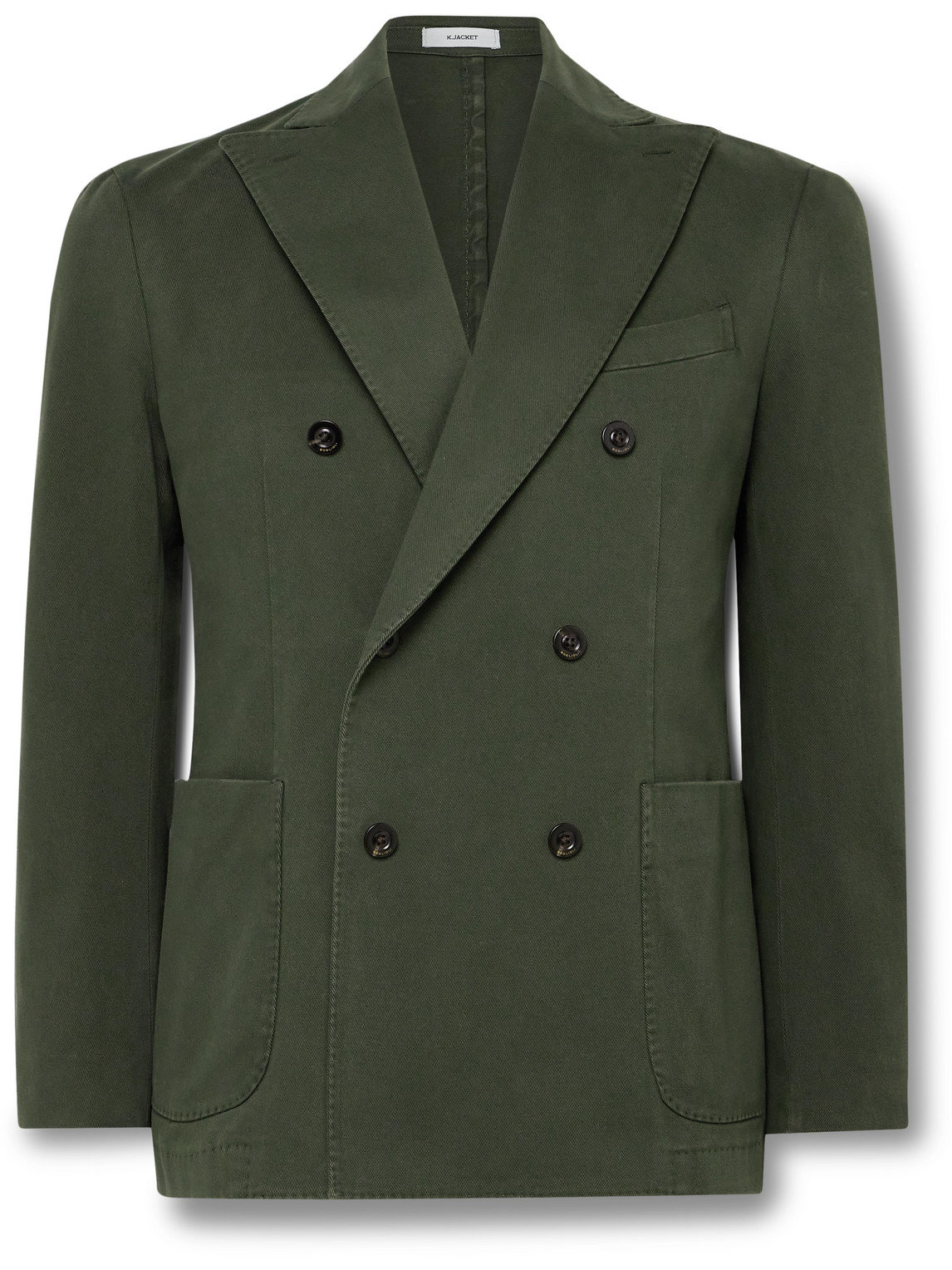Boglioli Double-Breasted Garment-Dyed Stretch-Cotton Twill Suit
