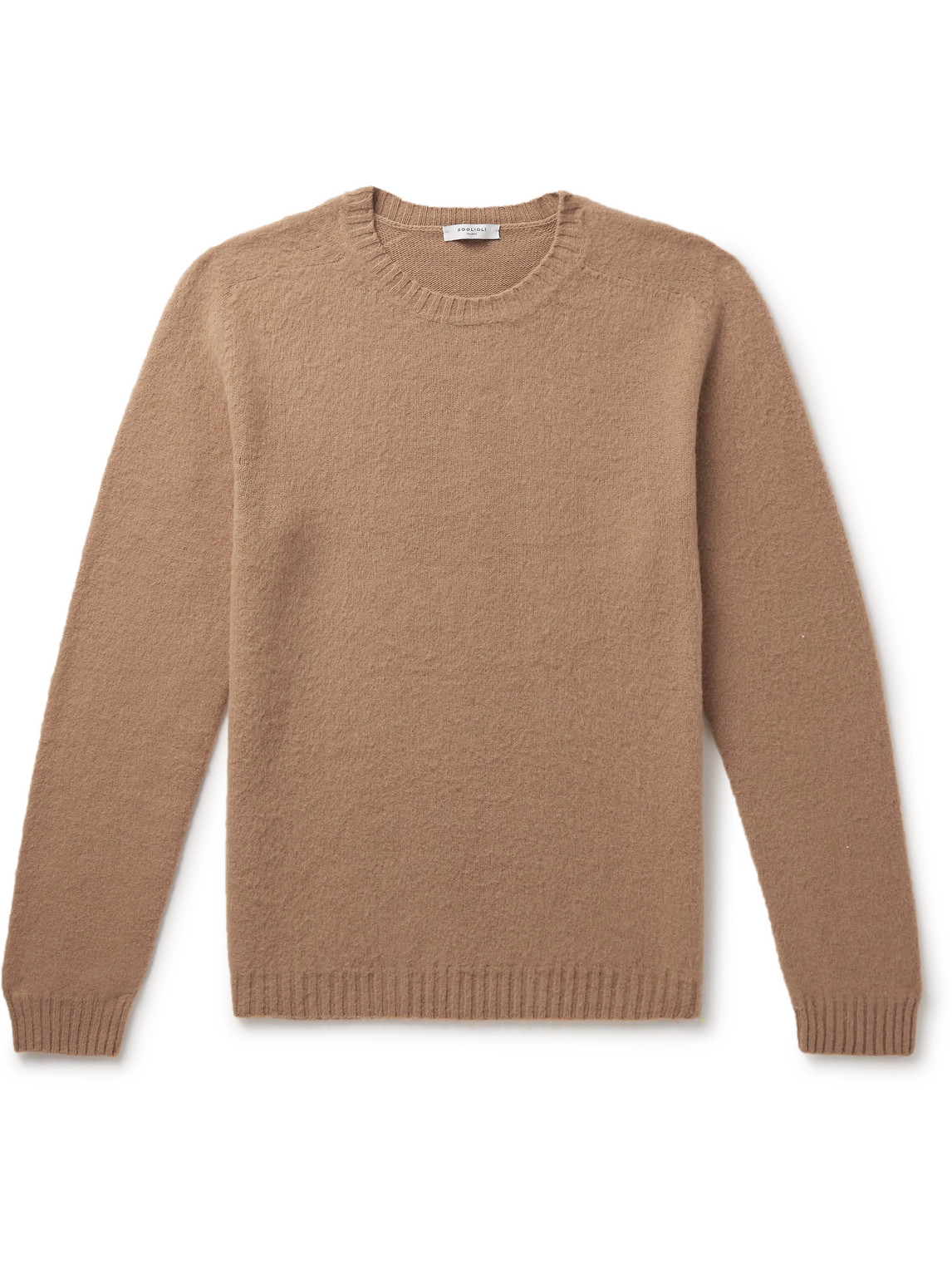 Boglioli Slim-fit Brushed Wool And Cashmere-blend Jumper In Brown